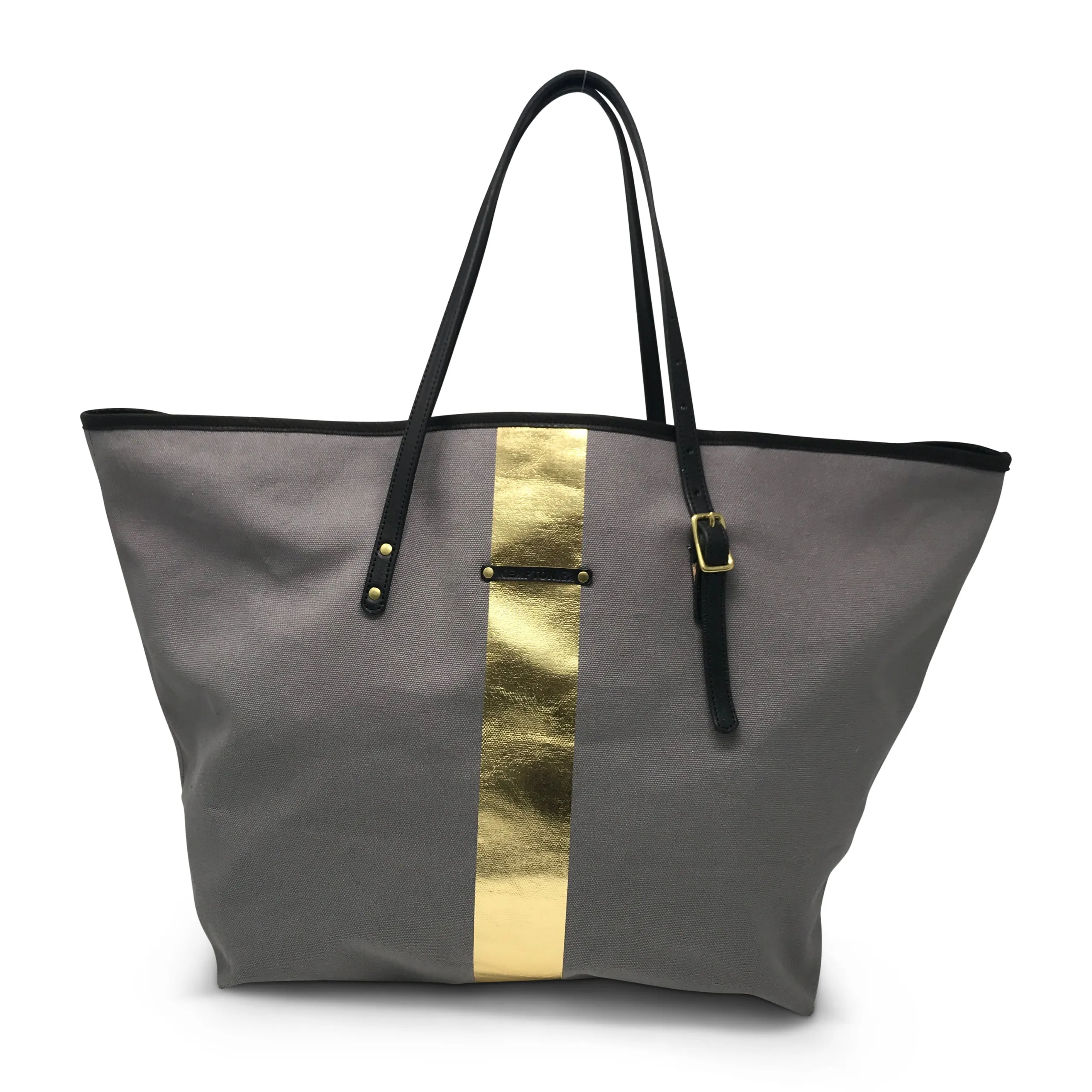 Olive/Silver Striped Canvas Urban Beach Tote