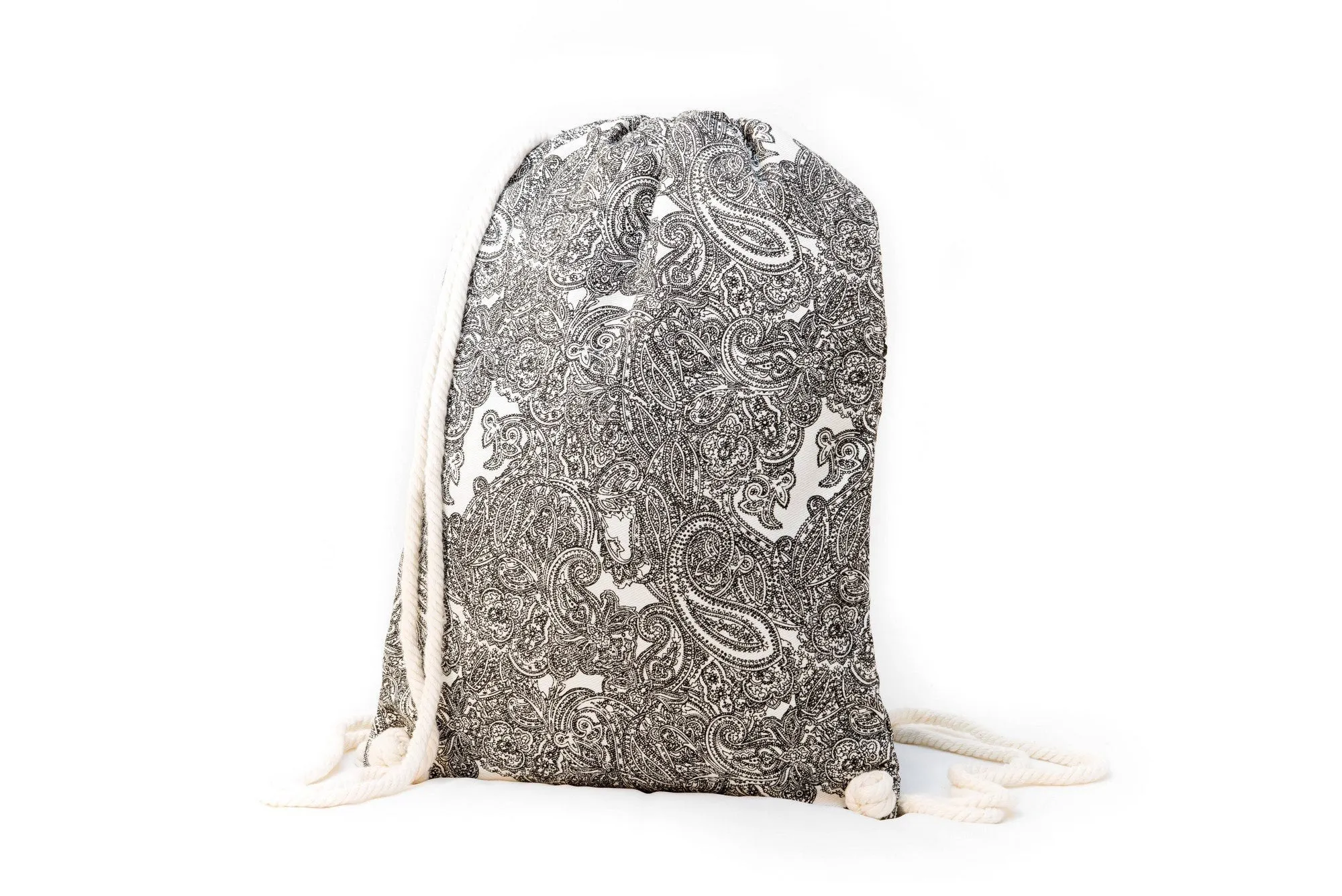 Paisley Canvas Drawstring Backpack