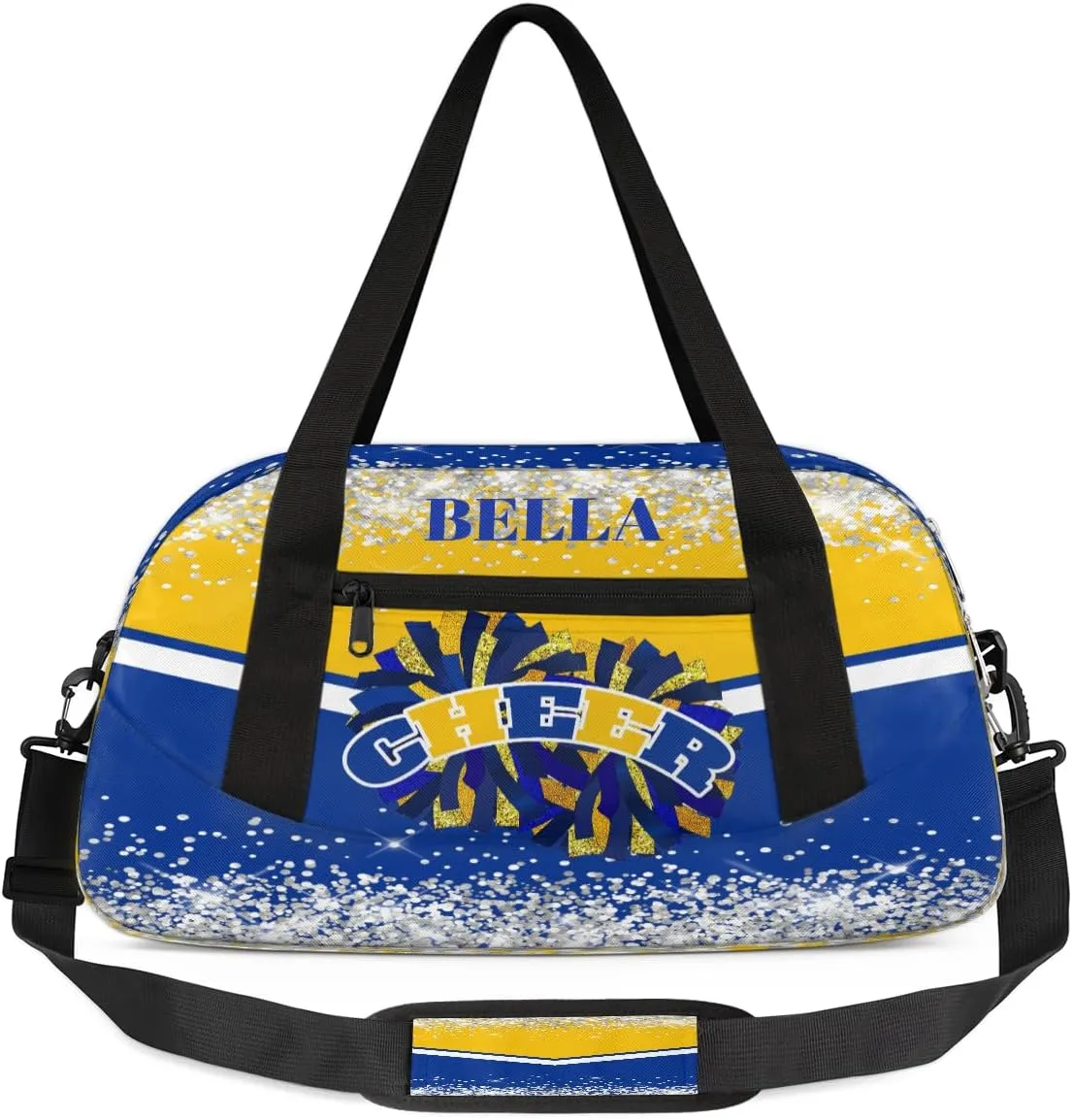 Personalized Cheer Bags for Cheerleaders Custom Cheer Bag for Girls Blue Gold Glitter Kids Travel Duffel Sport Gym Bag School Practice Dance Bag