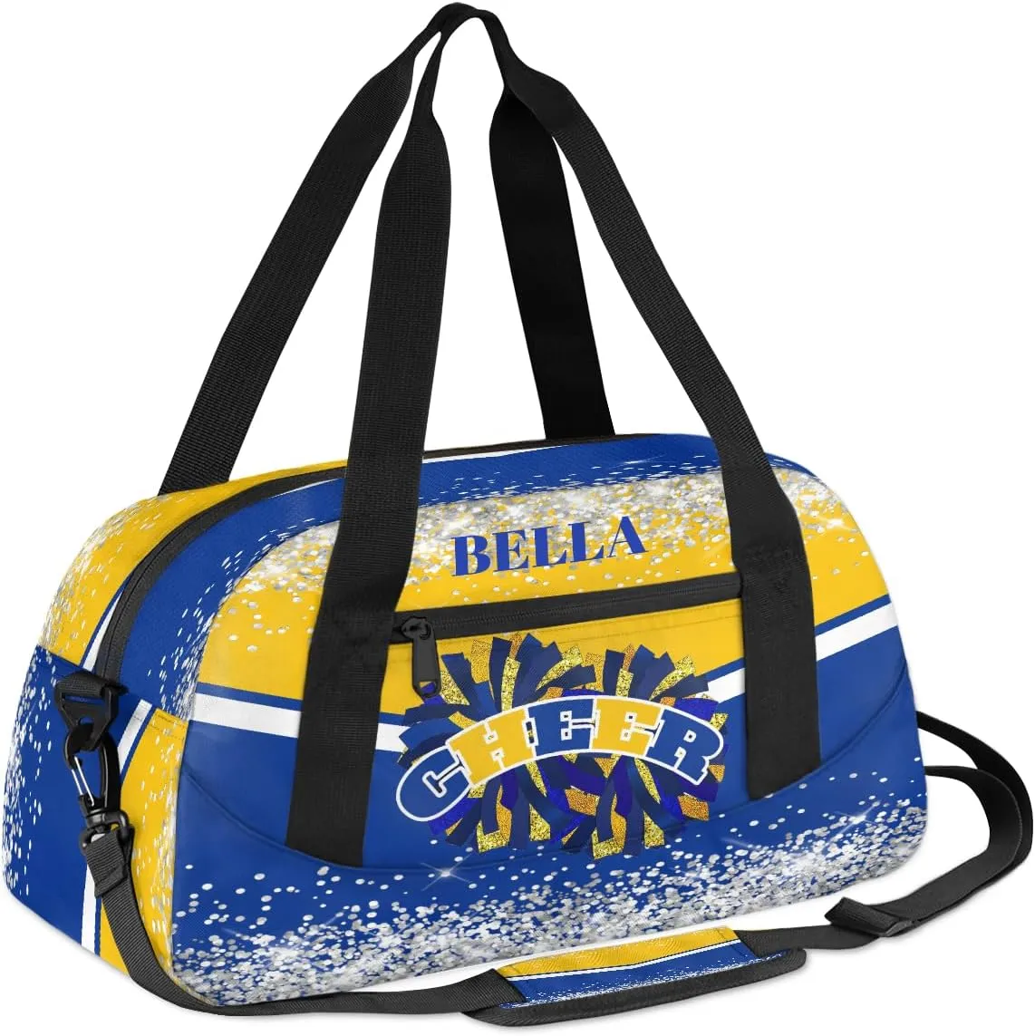 Personalized Cheer Bags for Cheerleaders Custom Cheer Bag for Girls Blue Gold Glitter Kids Travel Duffel Sport Gym Bag School Practice Dance Bag