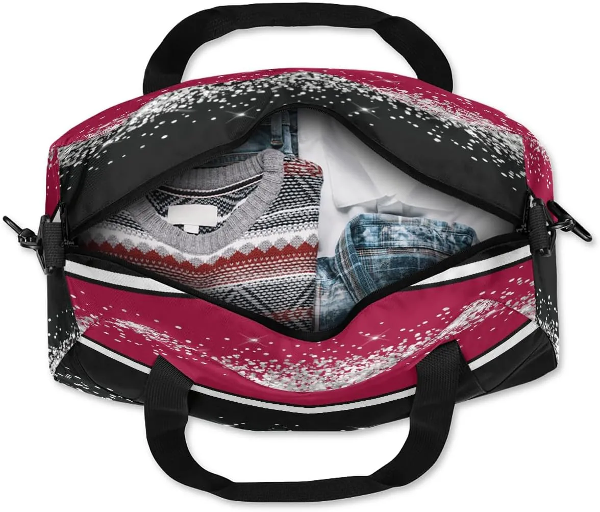 Personalized Cheer Bags for Cheerleaders Custom Cheer Bag for Girls Hot Red Black Glitter Kids Travel Duffel Sport Gym Bag School Practice Dance Bag