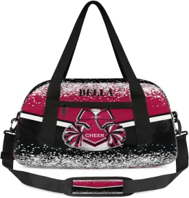 Personalized Cheer Bags for Cheerleaders Custom Cheer Bag for Girls Hot Red Black Glitter Kids Travel Duffel Sport Gym Bag School Practice Dance Bag