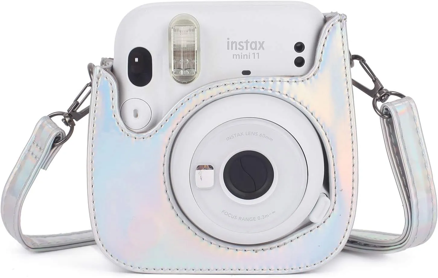 Phetium Instant mini 12 Camera Protective Case Compatible with Instax Mini 12 11,PU Leather Bag with Pocket and Adjustable Shoulder Strap (Magic Silver)