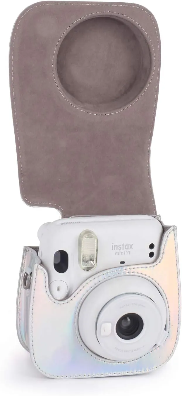 Phetium Instant mini 12 Camera Protective Case Compatible with Instax Mini 12 11,PU Leather Bag with Pocket and Adjustable Shoulder Strap (Magic Silver)