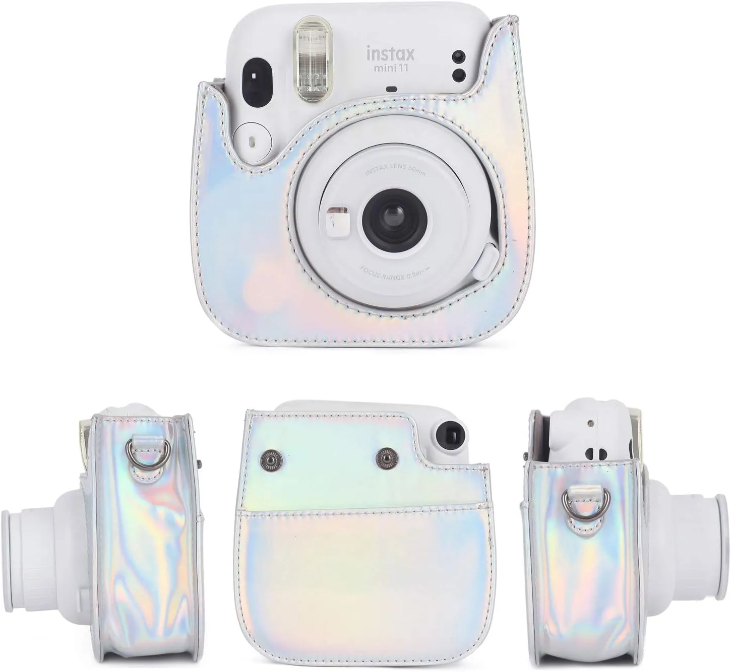 Phetium Instant mini 12 Camera Protective Case Compatible with Instax Mini 12 11,PU Leather Bag with Pocket and Adjustable Shoulder Strap (Magic Silver)