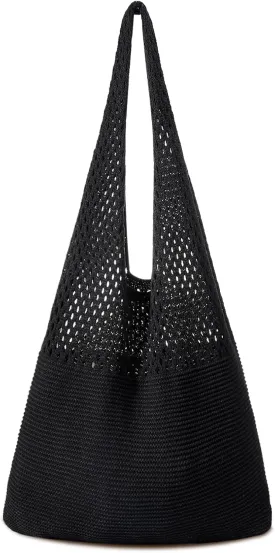 Pleneal Crochet Tote Bag, Mesh Beach Bag, Knitted Shoulder Bag Vacation Arsthetic Boho Tote Bag for Women