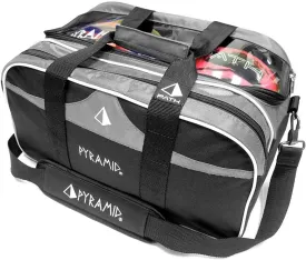 Pyramid Path Double 2 Ball Tote Plus Clear Top Bowling Bag with Large Separate Compartment for Bowling Shoes (Up To US Mens Size 15) or Accessories