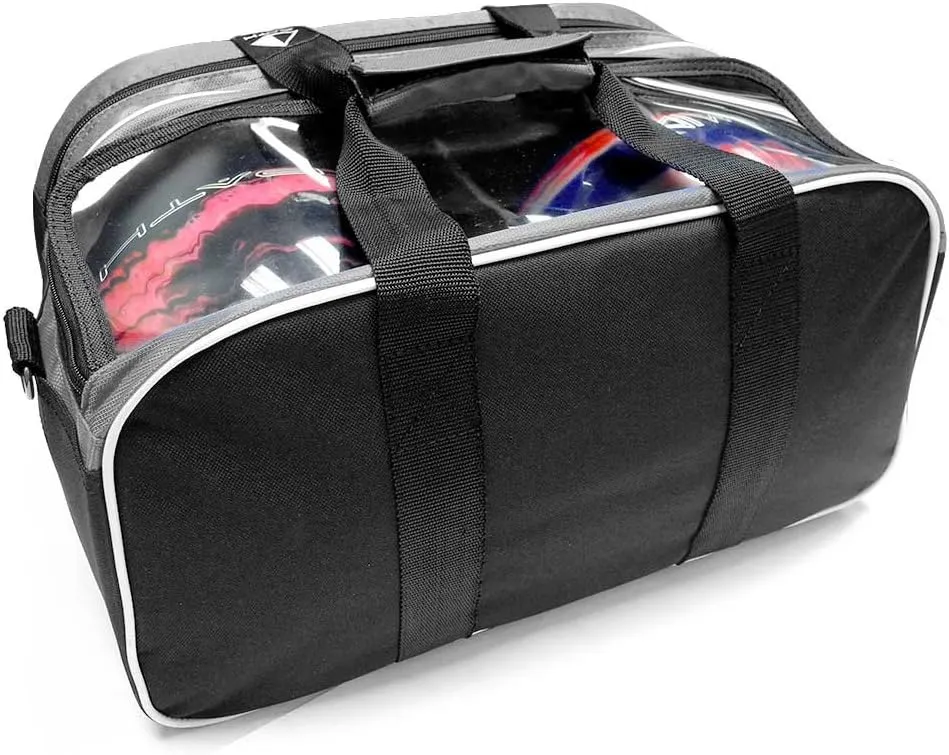 Pyramid Path Double 2 Ball Tote Plus Clear Top Bowling Bag with Large Separate Compartment for Bowling Shoes (Up To US Mens Size 15) or Accessories