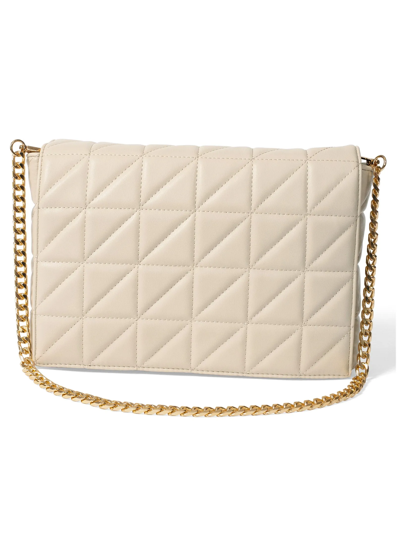 Quilted Chain Handbag - BEIGE GLOW