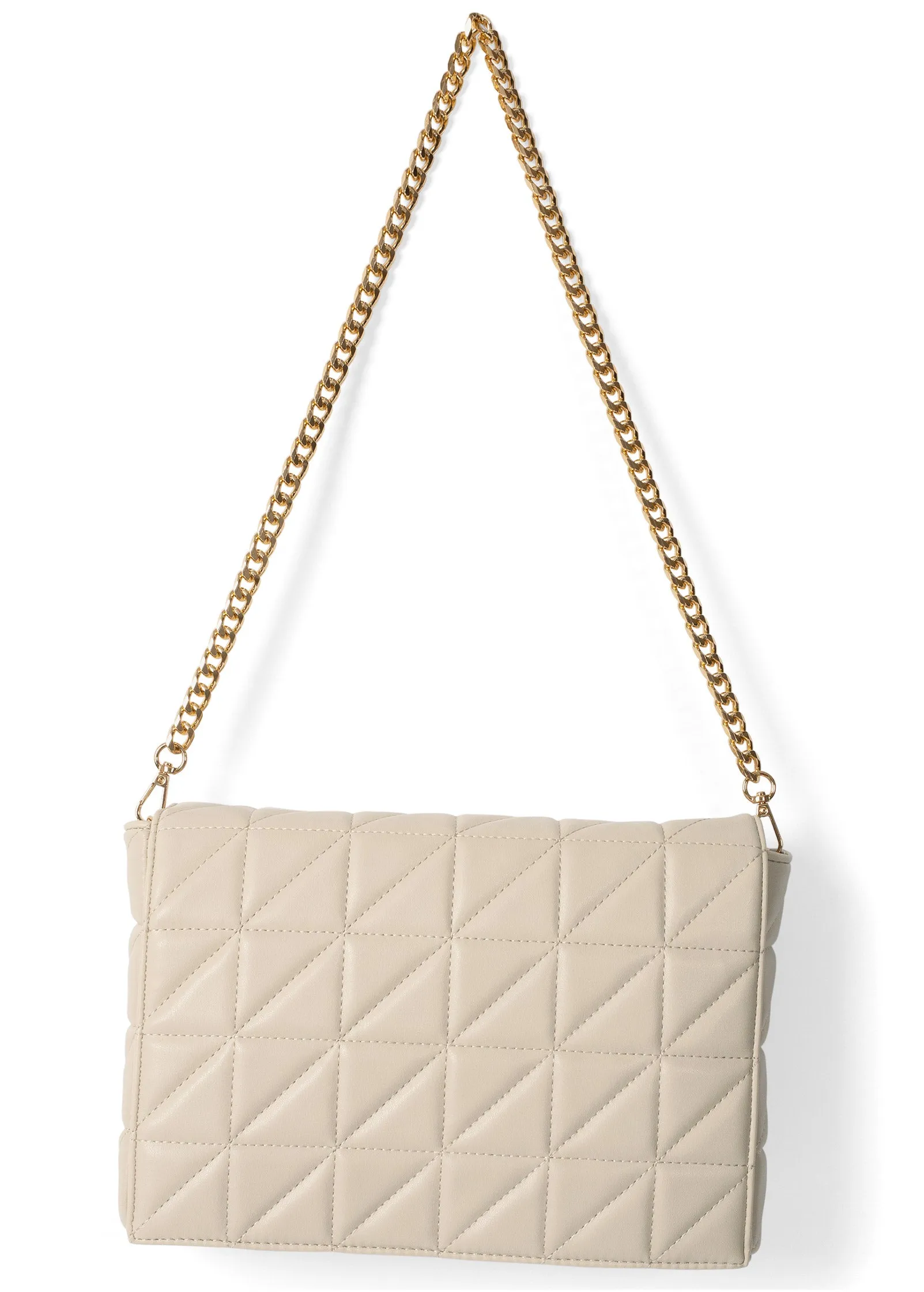 Quilted Chain Handbag - BEIGE GLOW