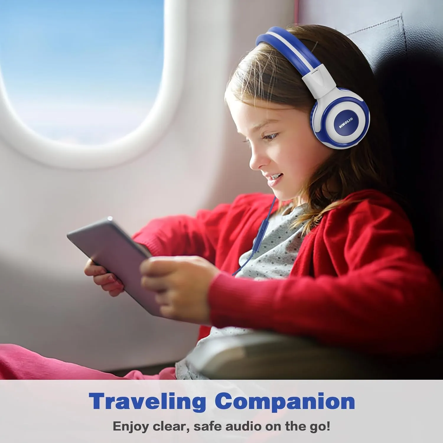 SIMOLIO On-Ear Headphones Kids for School with Wire, 75dB,85dB,94dB Volume Limited, Wired Headphones for Kids with Microphone, Great Choice for Classroom,Tablet,Airplane,Travel (Grey)