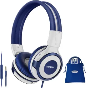SIMOLIO On-Ear Headphones Kids for School with Wire, 75dB,85dB,94dB Volume Limited, Wired Headphones for Kids with Microphone, Great Choice for Classroom,Tablet,Airplane,Travel (Grey)