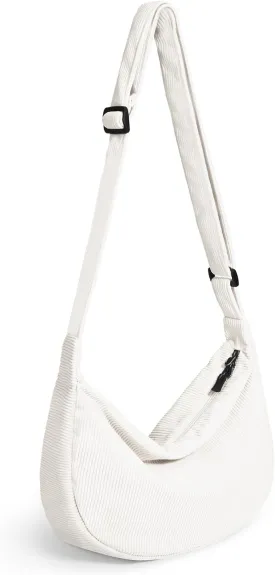 Small Sling Crossbody Bag for Women Men Trendy, Mini Crescent Bag with Adjustable Strap, 2 Zippers Lightweight Nylon Bag