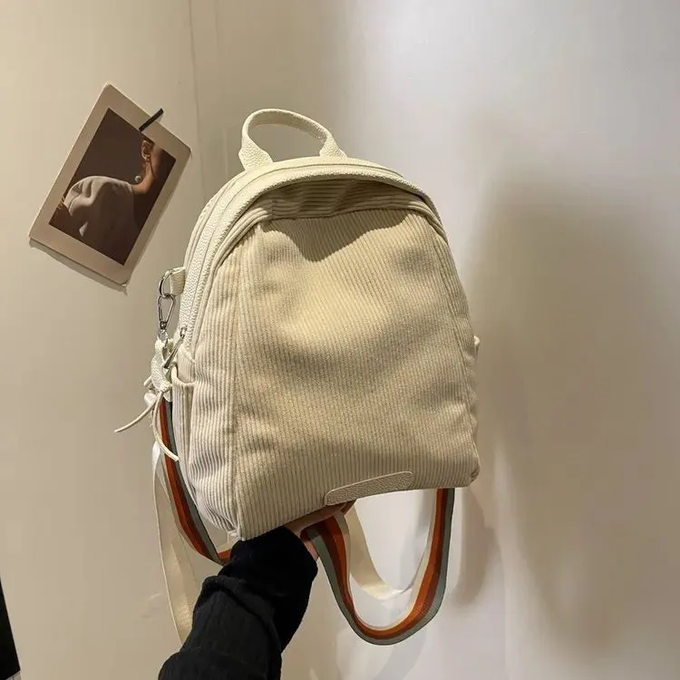 Sohiwoo Winter Soft Corduroy Backpack Women New Shell Bag Cute Mini Backpacks Girls Simple Small Travel Backpack Mochilas School Bag