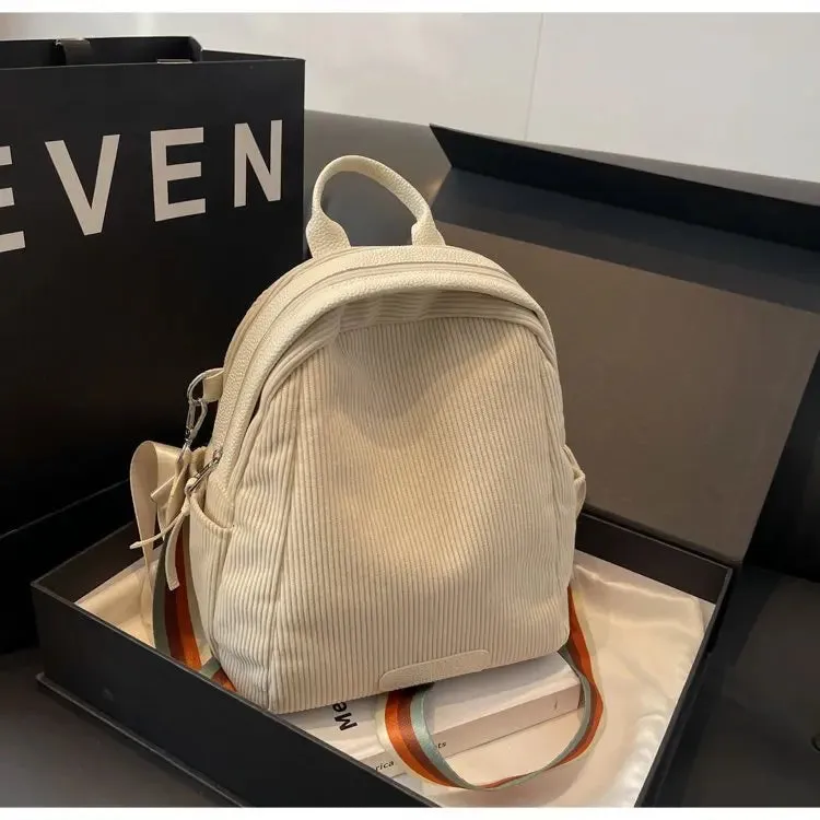 Sohiwoo Winter Soft Corduroy Backpack Women New Shell Bag Cute Mini Backpacks Girls Simple Small Travel Backpack Mochilas School Bag