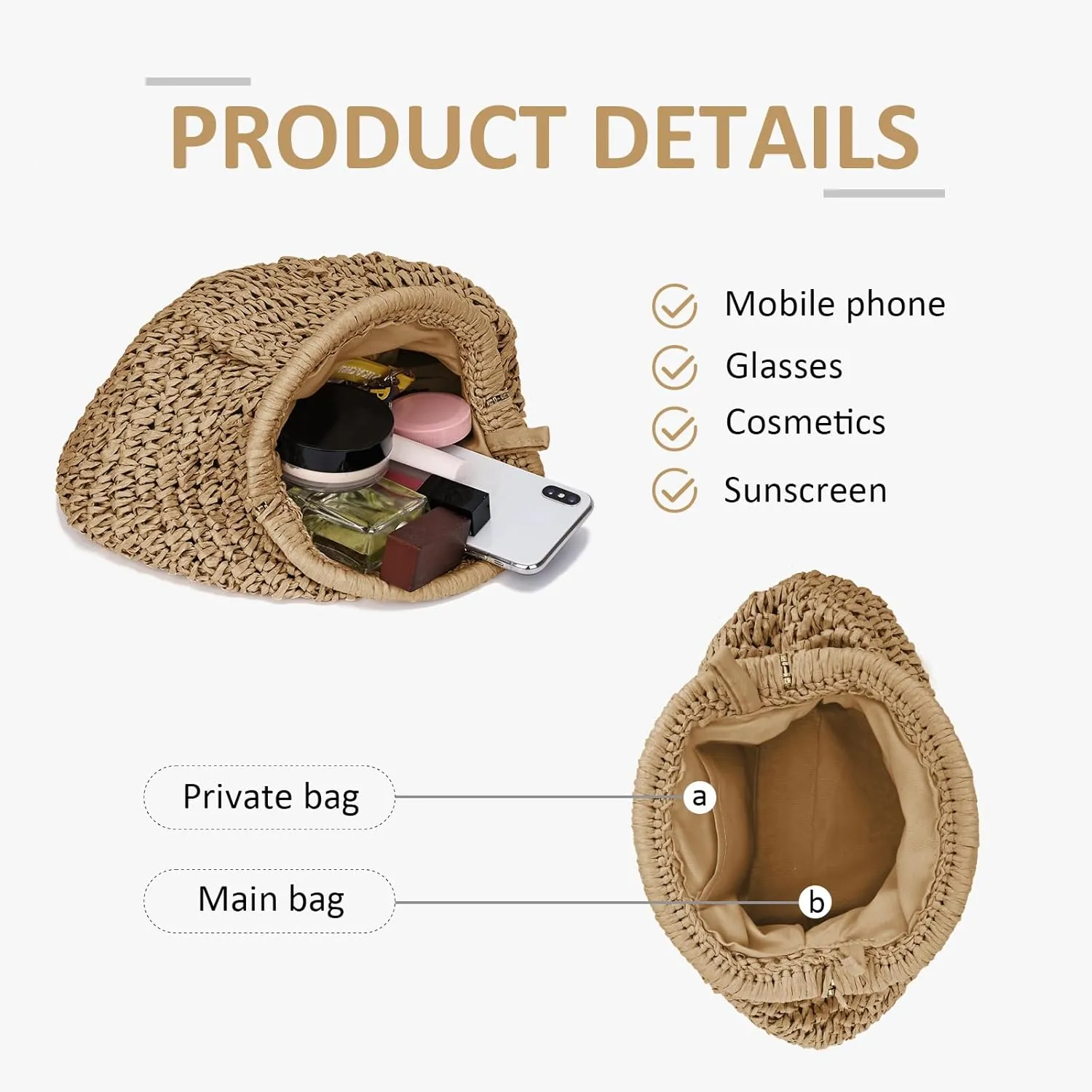 Straw Clutch Purses for Women Woven Straw Crossbody Bag Shoulder Handbag Clutch Purses for Women Straw Clutch Bag