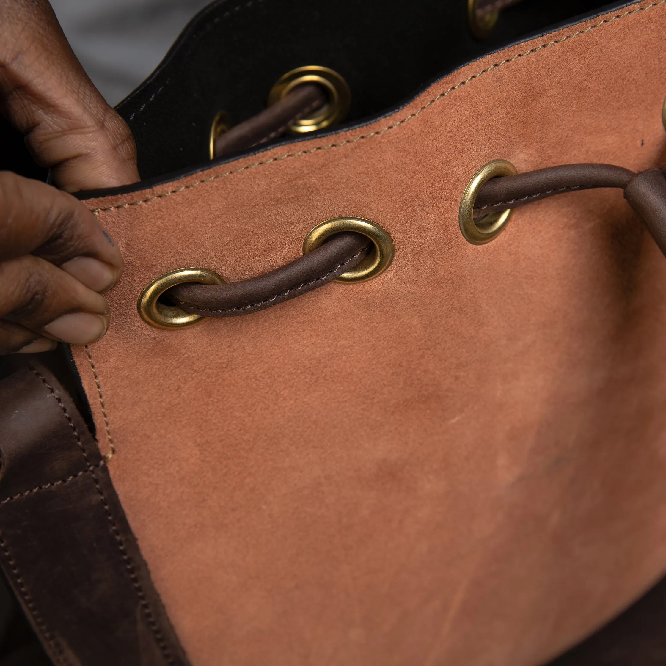 Suede Bucket Crossbody Plain