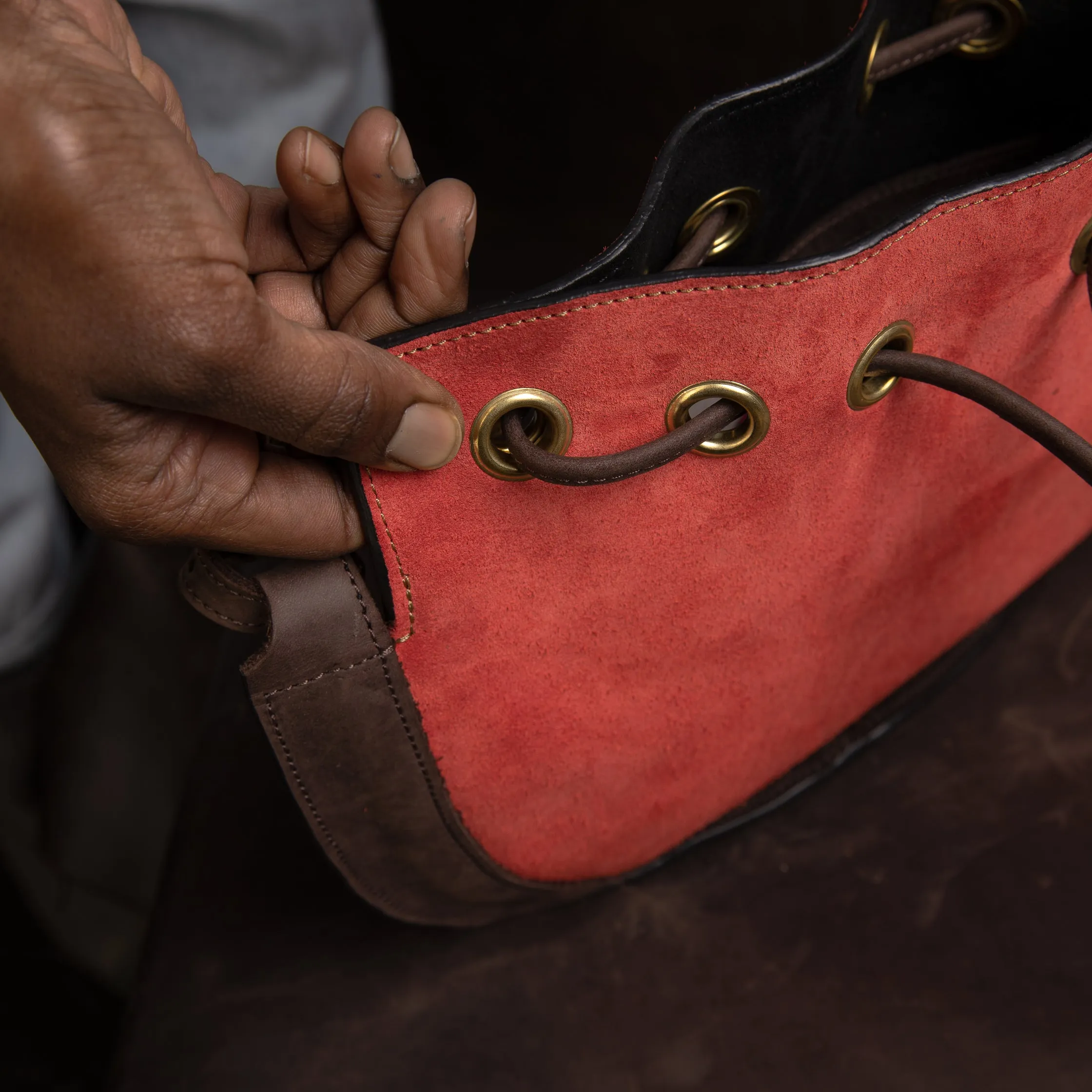 Suede Bucket Crossbody Plain
