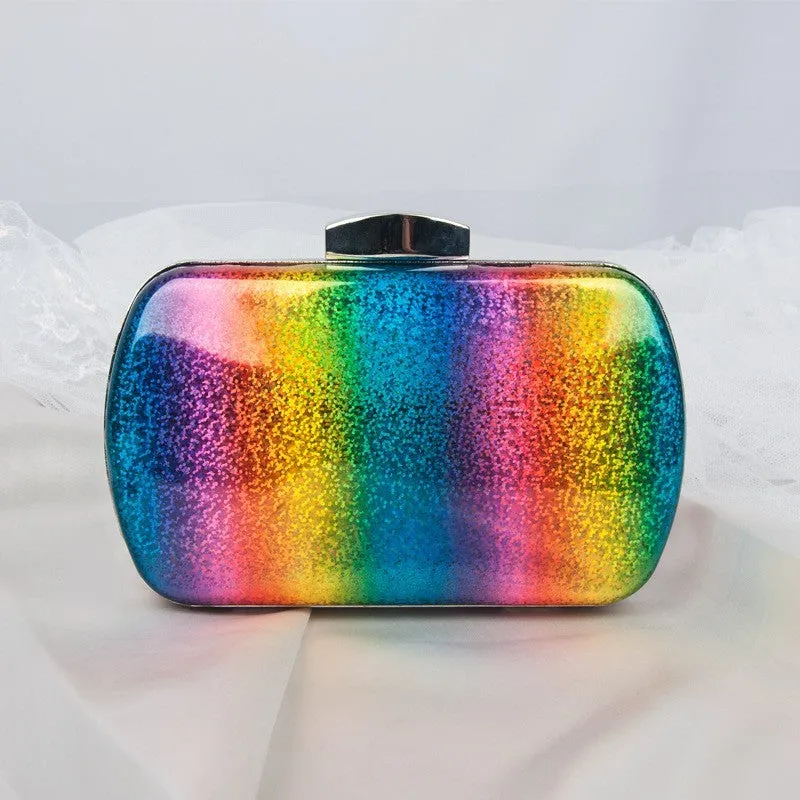 Summer Vibes: Rainbow Laser PU Clutch for Women