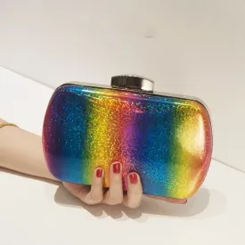 Summer Vibes: Rainbow Laser PU Clutch for Women