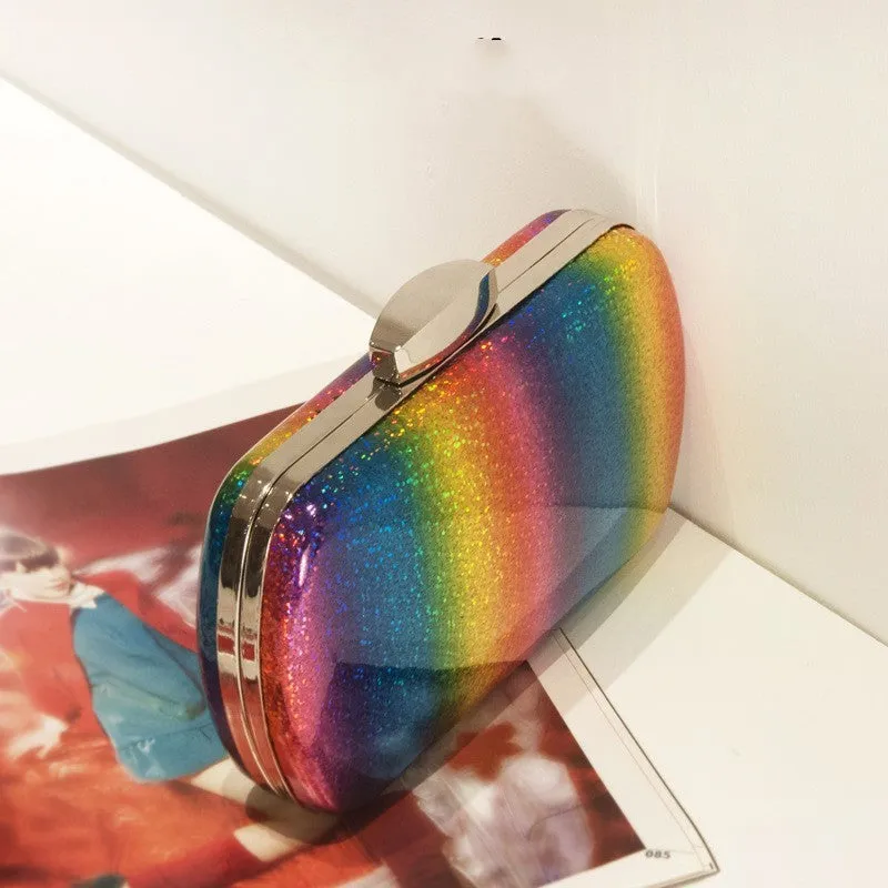 Summer Vibes: Rainbow Laser PU Clutch for Women