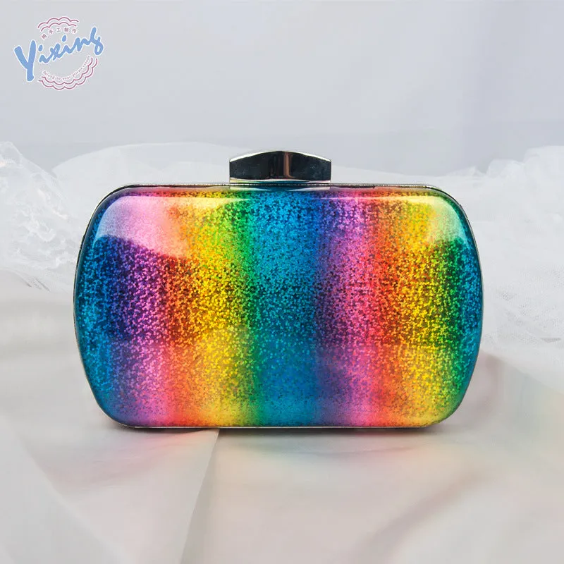 Summer Vibes: Rainbow Laser PU Clutch for Women