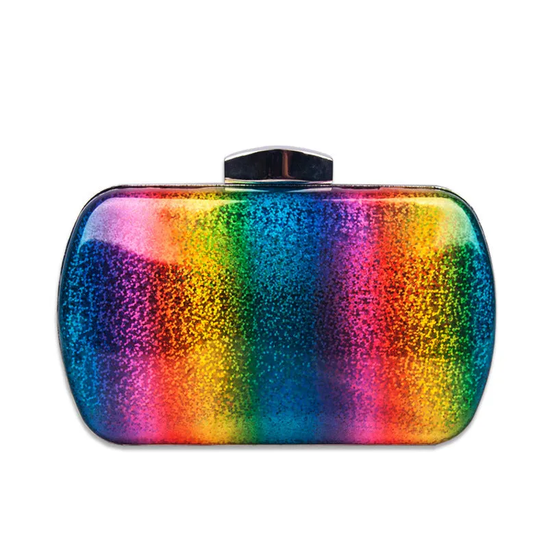 Summer Vibes: Rainbow Laser PU Clutch for Women