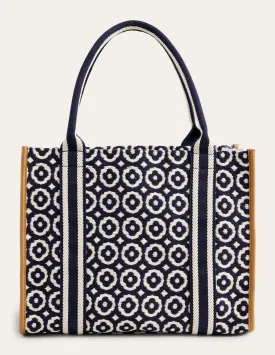 Tilda Canvas Tote Bag-Navy, Geo