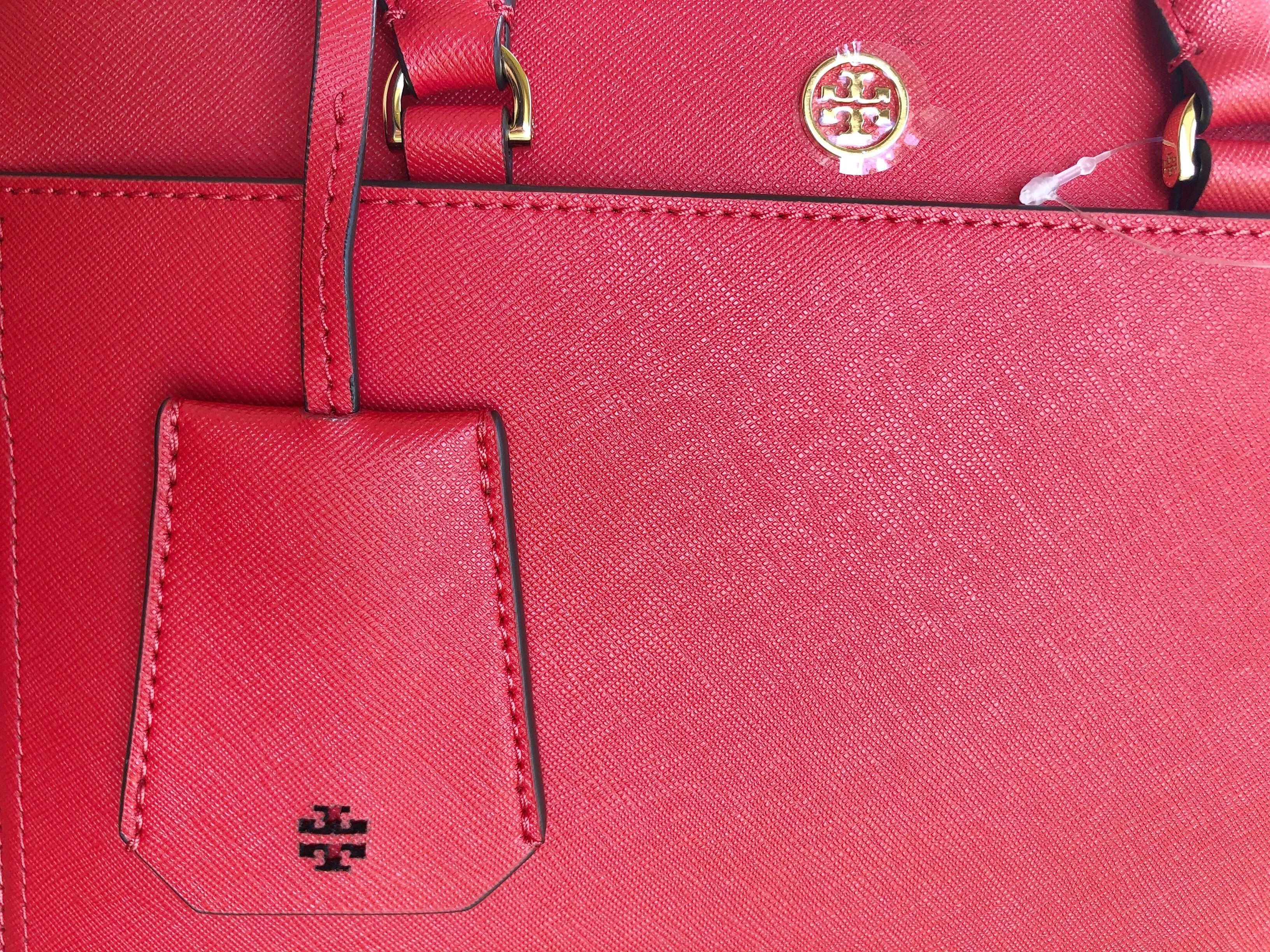 Tory Burch Robinson Small Double-Zip Satchel Bag Poppy Orange Red