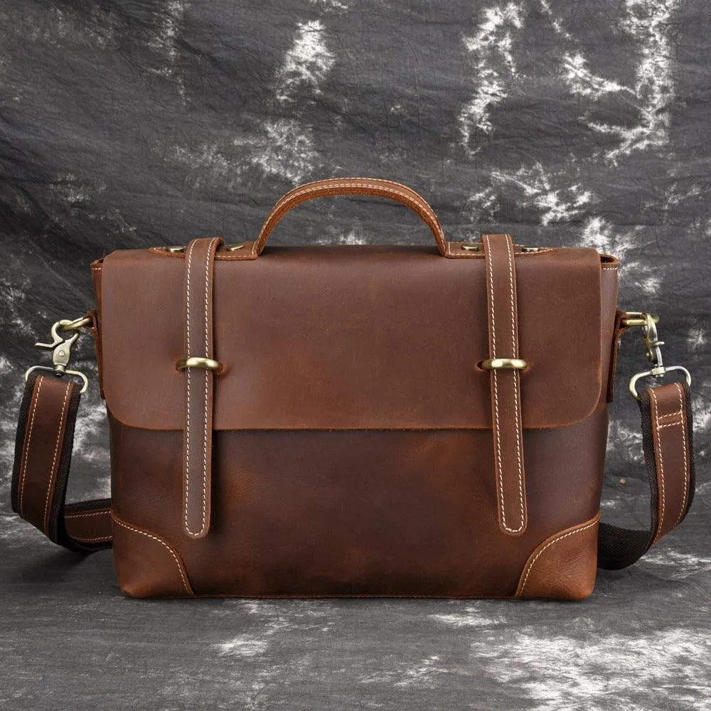 Vintage Leather Men's Shoulder Briefcase