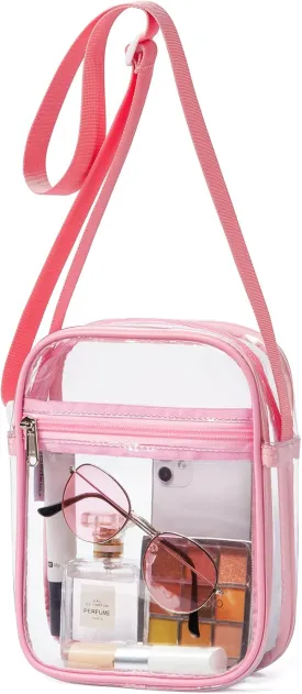 Vorspack Stadium Approved PVC Purse - Clear Crossbody Bag with Front Pocket for Concerts, Sports, Festivals