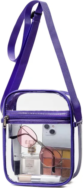 Vorspack Stadium Approved PVC Purse - Clear Crossbody Bag with Front Pocket for Concerts, Sports, Festivals