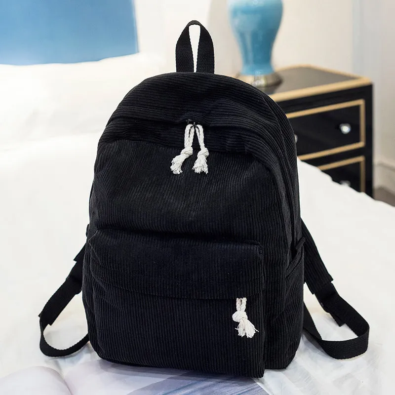 Vvsha backpack inspo Schoolbag Women's Korean-Style Harajuku Regular Script Ulzzang High School Student Personality Corduroy Preppy Style Backpack Women's Backpack