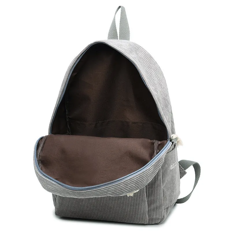 Vvsha backpack inspo Schoolbag Women's Korean-Style Harajuku Regular Script Ulzzang High School Student Personality Corduroy Preppy Style Backpack Women's Backpack