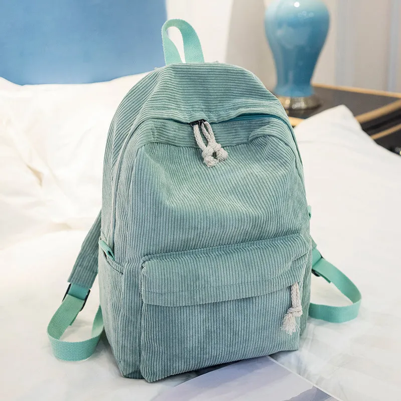 Vvsha backpack inspo Schoolbag Women's Korean-Style Harajuku Regular Script Ulzzang High School Student Personality Corduroy Preppy Style Backpack Women's Backpack
