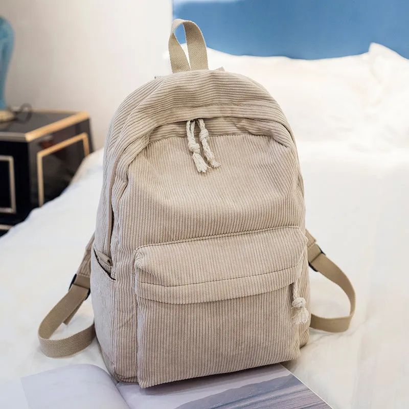Vvsha backpack inspo Schoolbag Women's Korean-Style Harajuku Regular Script Ulzzang High School Student Personality Corduroy Preppy Style Backpack Women's Backpack