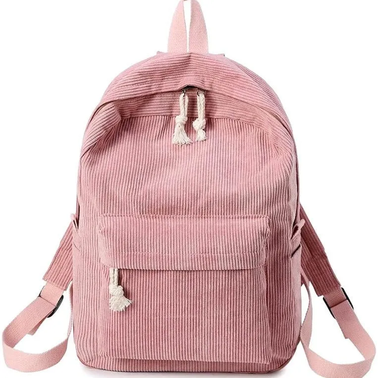 Vvsha backpack inspo Schoolbag Women's Korean-Style Harajuku Regular Script Ulzzang High School Student Personality Corduroy Preppy Style Backpack Women's Backpack