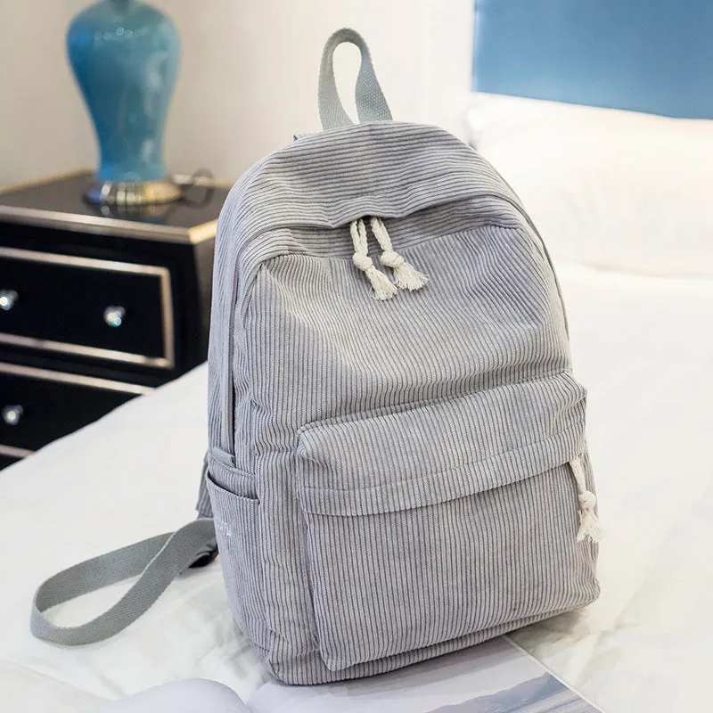 Vvsha backpack inspo Schoolbag Women's Korean-Style Harajuku Regular Script Ulzzang High School Student Personality Corduroy Preppy Style Backpack Women's Backpack