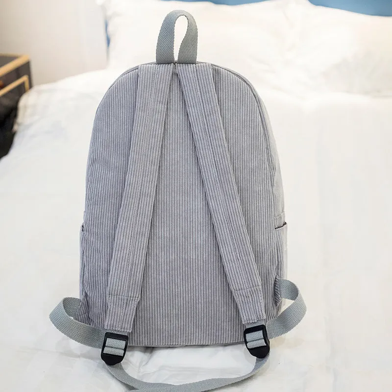 Vvsha backpack inspo Schoolbag Women's Korean-Style Harajuku Regular Script Ulzzang High School Student Personality Corduroy Preppy Style Backpack Women's Backpack