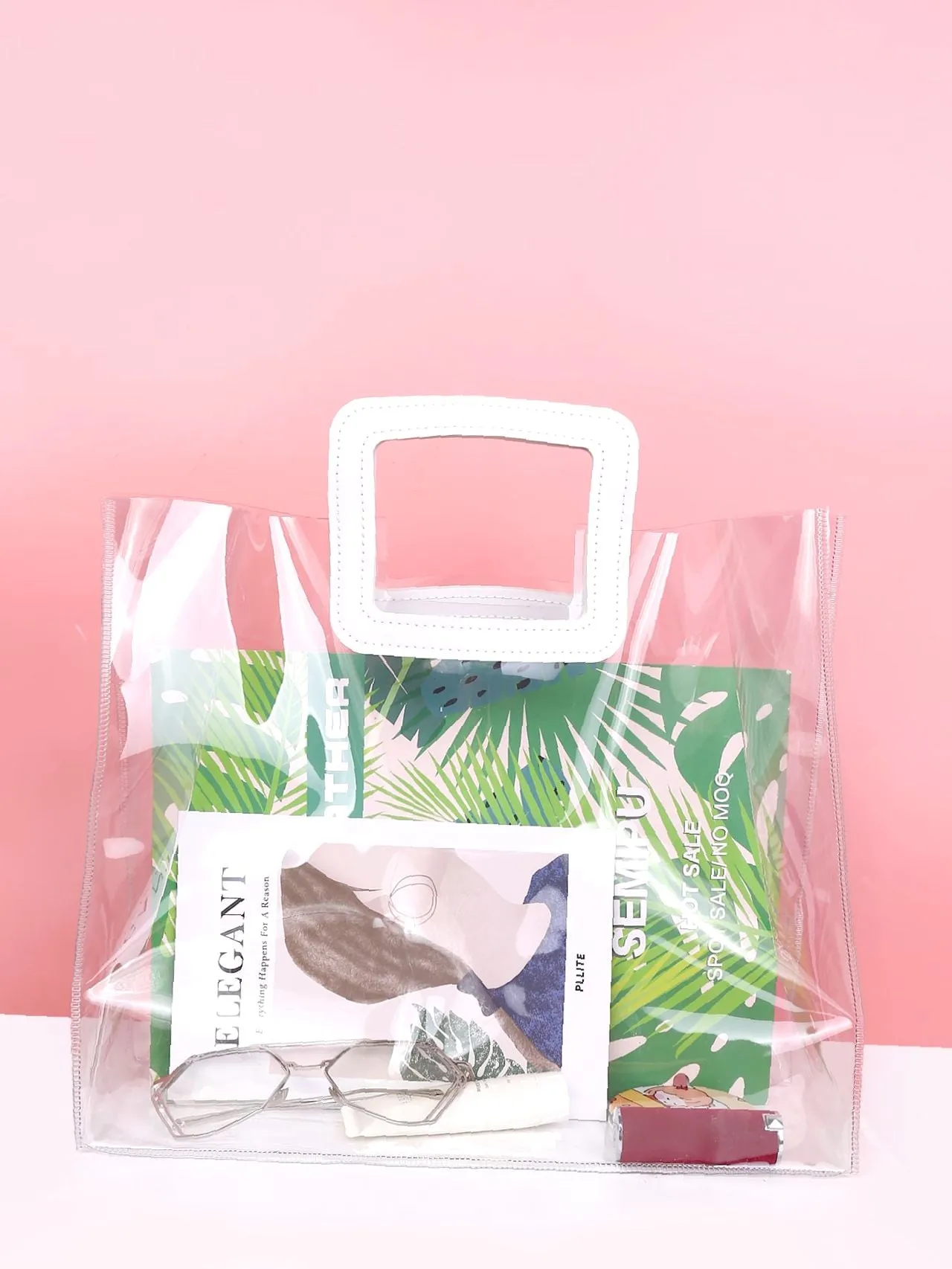 Vvsha Minimalist Clear Top Handle Bag   Women Tote Bags