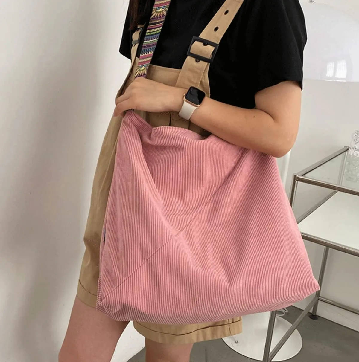Women Corduroy Tote Bag Large Shoulder Hobo Bag for Women Boho Casual Handbag Purse