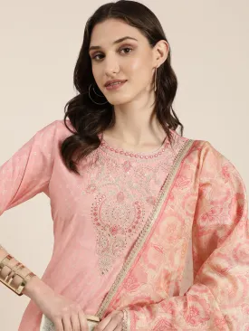 Women Pink Geometrical Kurta Set