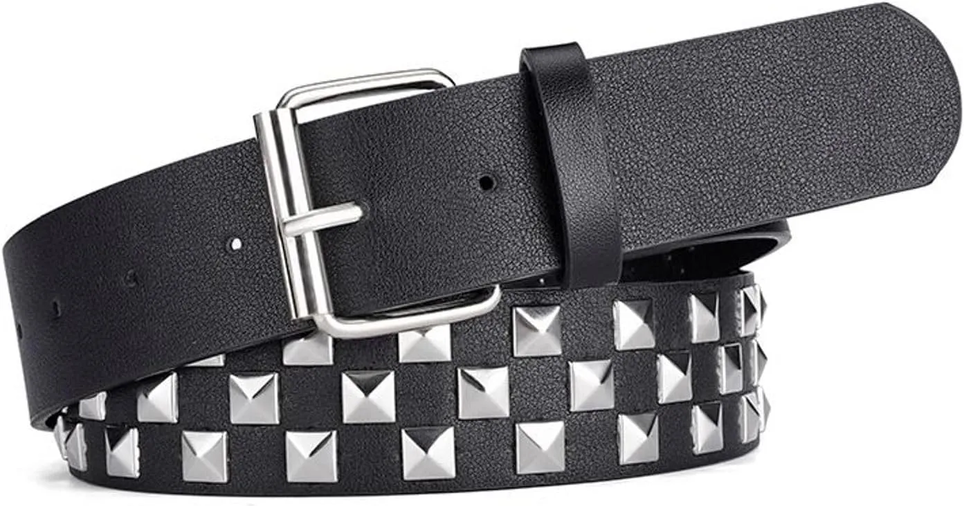 Women's Faux Leather Belt Punk Rock Pyramid Stud Goth Style Spiked Casual Fashion Thick Gothic Studded Belts
