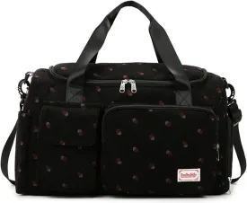 Women's Lightweight Gym Travel Duffle Bag with Shoe Compartment, Carry-On Weekender Overnight Bag for Fitness, Work, Weekend Trips (Black)